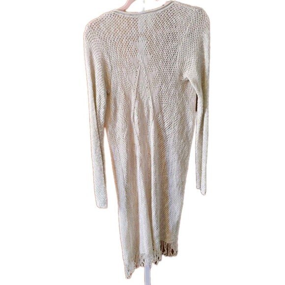 I'm In Love With Derek Women's Open Knit Beige Long Cardigan, Size M - Picture 2 of 5